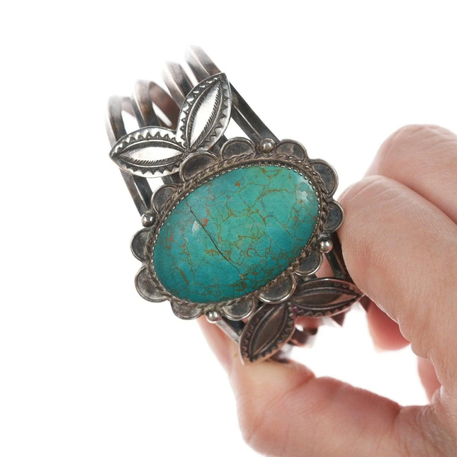 6.25" 30's-40's Navajo silver and turquoise bracelet - Estate Fresh Austin