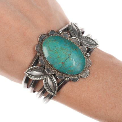 6.25" 30's - 40's Navajo silver and turquoise bracelet - Estate Fresh Austin