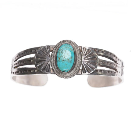6.25" 30's-40's Navajo silver and turquoise cuff bracelet - Estate Fresh Austin