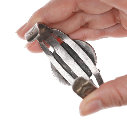 6.25" 30's-40's Navajo silver cuff bracelet with large turquoise stone - Estate Fresh Austin