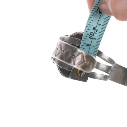 6.25" 30's-40's Navajo silver cuff bracelet with large turquoise stone - Estate Fresh Austin