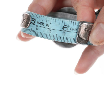 6.25" 30's-40's Navajo silver cuff bracelet with large turquoise stone - Estate Fresh Austin