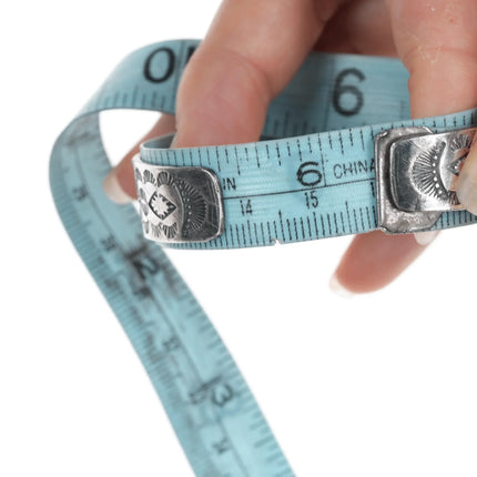 6.25" 30's-40's Navajo stamped silver cuff bracelet with turquoise - Estate Fresh Austin