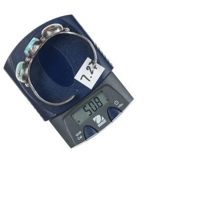 6.25" 30's-40's Navajo stamped silver cuff bracelet with turquoise - Estate Fresh Austin