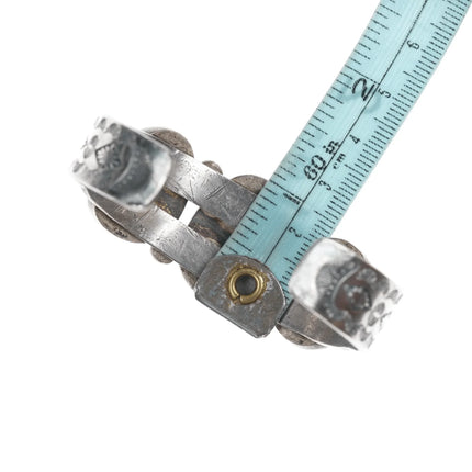 6.25" 30's-40's Navajo stamped silver cuff bracelet with turquoise - Estate Fresh Austin