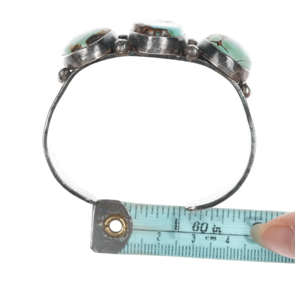 6.25" 30's-40's Navajo stamped silver cuff bracelet with turquoise - Estate Fresh Austin