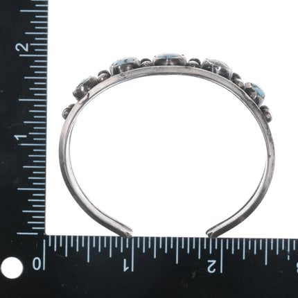 6.25" 40's-50's Native American spiderweb turquoise silver cuff bracelet - Estate Fresh Austin