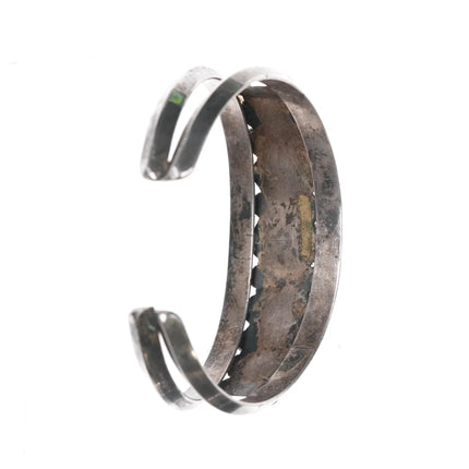 6.25" 40's-50's Native American spiderweb turquoise silver cuff bracelet - Estate Fresh Austin