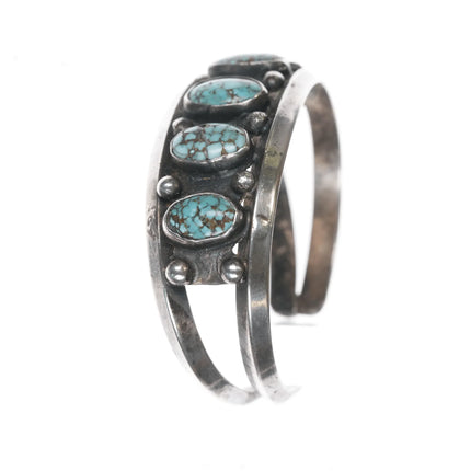 6.25" 40's-50's Native American spiderweb turquoise silver cuff bracelet - Estate Fresh Austin