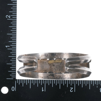 6.25" 40's-50's Native American spiderweb turquoise silver cuff bracelet - Estate Fresh Austin