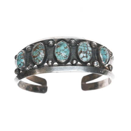 6.25" 40's-50's Native American spiderweb turquoise silver cuff bracelet - Estate Fresh Austin