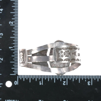 6.25" 40's-50's Navajo Curio Fred Harvey sterling cuff bracelet Green turquoise - Estate Fresh Austin