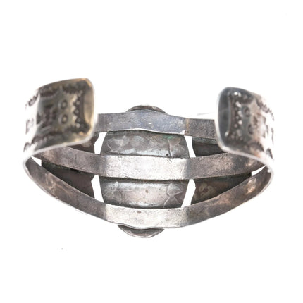 6.25" 40's-50's Navajo Curio Fred Harvey sterling cuff bracelet Green turquoise - Estate Fresh Austin