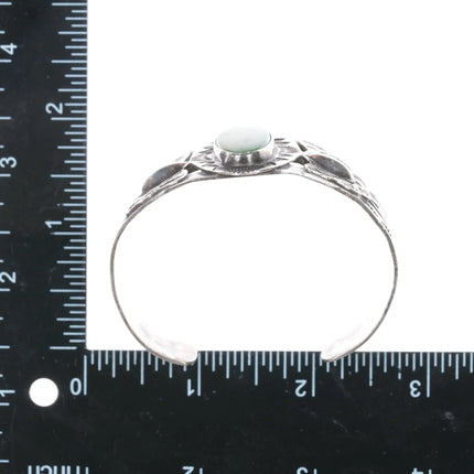 6.25" 40's-50's Navajo Curio Fred Harvey sterling cuff bracelet Green turquoise - Estate Fresh Austin