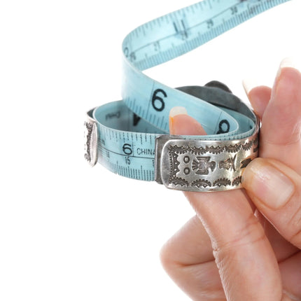 6.25" 40's-50's Navajo Curio Fred Harvey sterling cuff bracelet Green turquoise - Estate Fresh Austin