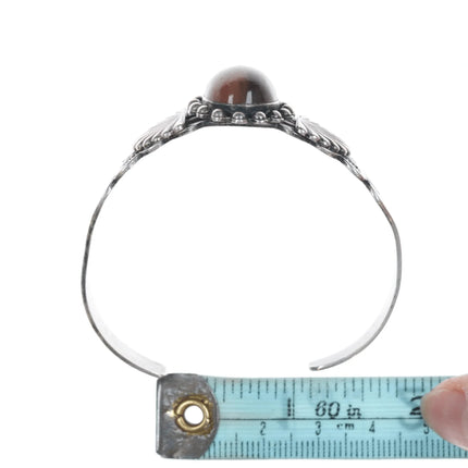 6.25" 40's-50's Navajo curio silver and agate cuff bracelet - Estate Fresh Austin