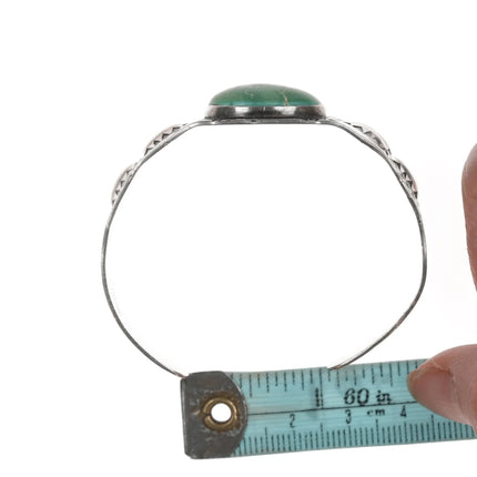 6.25" 40's-50's Navajo Curio Sterling and green turquoise cuff bracelet - Estate Fresh Austin