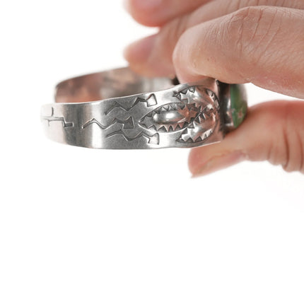 6.25" 40's-50's Navajo Curio Sterling and green turquoise cuff bracelet - Estate Fresh Austin