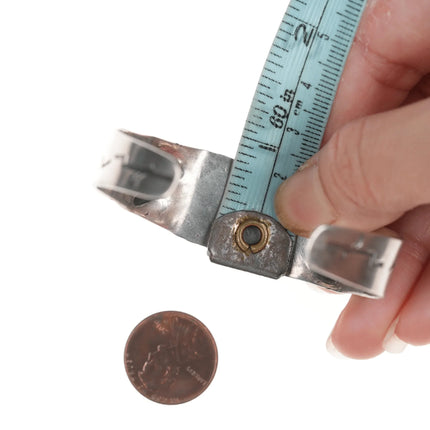 6.25" 40's-50's Navajo Curio Sterling and green turquoise cuff bracelet - Estate Fresh Austin