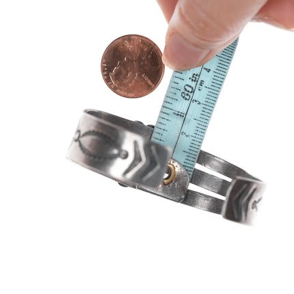 6.25" 40's-50's Navajo hand stamped silver and turquoise cuff bracelet - Estate Fresh Austin