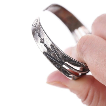 6.25" 40's-50's Navajo stamped silver and turquoise bracelet - Estate Fresh Austin