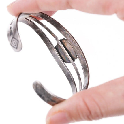 6.25" 40's-50's Navajo stamped silver and turquoise bracelet - Estate Fresh Austin