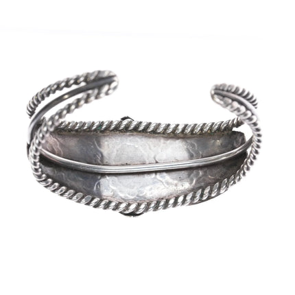 6.25" 40's-50's Navajo stamped silver cuff bracelet with turquoise twisted wire - Estate Fresh Austin