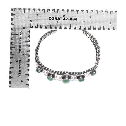 6.25" 40's-50's Navajo stamped silver cuff bracelet with turquoise twisted wire - Estate Fresh Austin