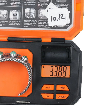 6.25" 40's-50's Navajo stamped silver cuff bracelet with turquoise twisted wire - Estate Fresh Austin