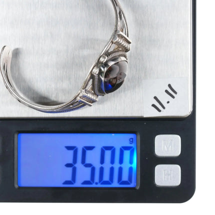 6.25" 40's-50's Navajo sterling petrified wood cuff bracelet - Estate Fresh Austin