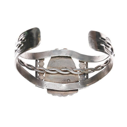 6.25" 40's-50's Navajo sterling petrified wood cuff bracelet - Estate Fresh Austin