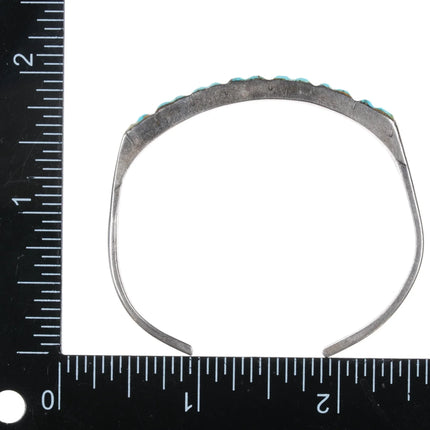 6.25" 40's-50's Zuni hand carved turquoise slim silver cuff bracelet - Estate Fresh Austin