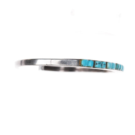 6.25" 40's-50's Zuni hand carved turquoise slim silver cuff bracelet - Estate Fresh Austin