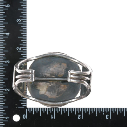 6.25" 50's-60's Navajo Overlay cuff bracelet sterling w/turquoise - Estate Fresh Austin