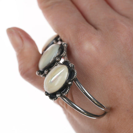 6.25" 50's - 60's Navajo Silver and mother of pearl bracelet - Estate Fresh Austin