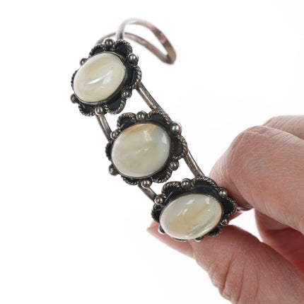 6.25" 50's - 60's Navajo Silver and mother of pearl bracelet - Estate Fresh Austin