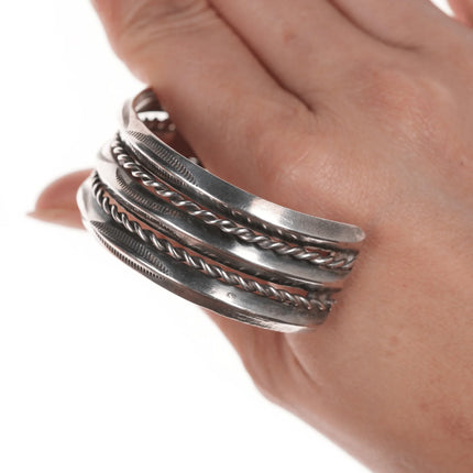 6.25" 50's-60's Vintage Navajo stamped silver twisted wire cuff bracelet - Estate Fresh Austin