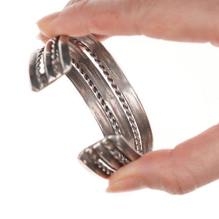 6.25" 50's-60's Vintage Navajo stamped silver twisted wire cuff bracelet - Estate Fresh Austin