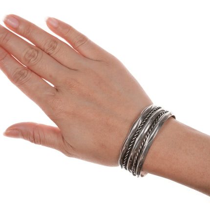 6.25" 50's-60's Vintage Navajo stamped silver twisted wire cuff bracelet - Estate Fresh Austin