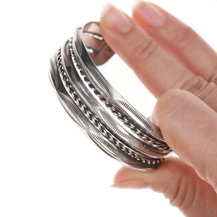 6.25" 50's-60's Vintage Navajo stamped silver twisted wire cuff bracelet - Estate Fresh Austin