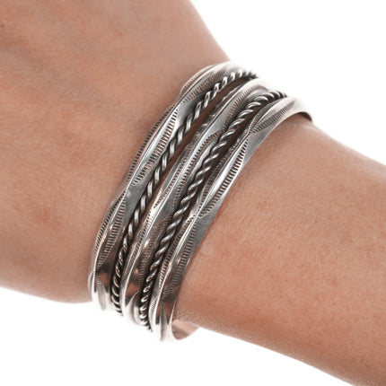 6.25" 50's-60's Vintage Navajo stamped silver twisted wire cuff bracelet - Estate Fresh Austin