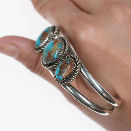 6.25" 60's-70's Gorgeous turquoise silver cuff bracelet - Estate Fresh Austin