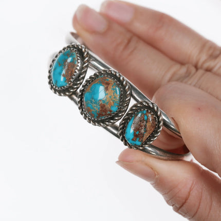 6.25" 60's-70's Gorgeous turquoise silver cuff bracelet - Estate Fresh Austin