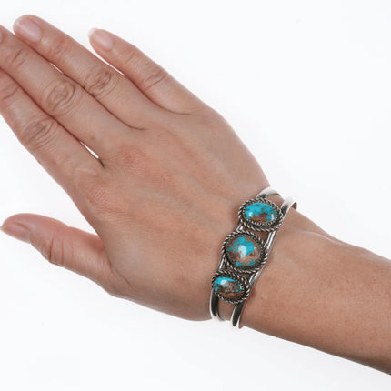 6.25" 60's-70's Gorgeous turquoise silver cuff bracelet - Estate Fresh Austin