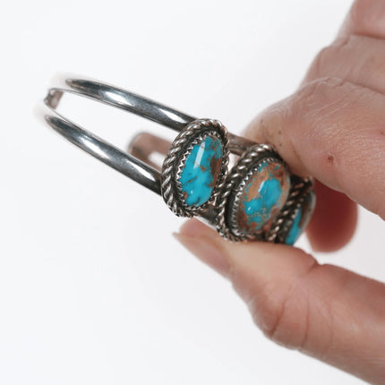 6.25" 60's-70's Gorgeous turquoise silver cuff bracelet - Estate Fresh Austin