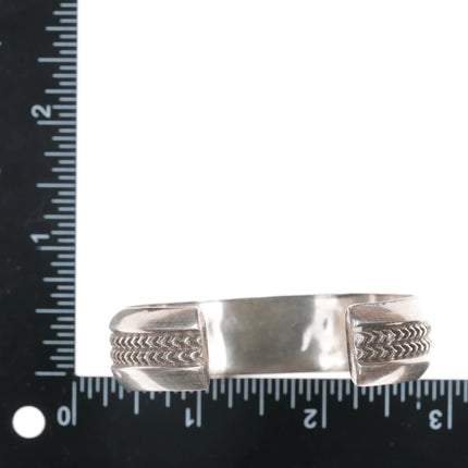 6.25" Alice Leekya Homer Zuni silver turquoise fishscale inlay cuff bracelet - Estate Fresh Austin