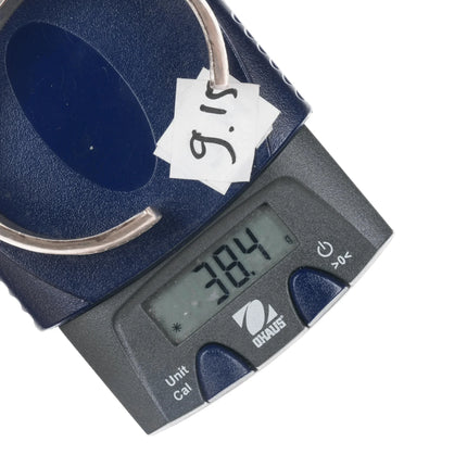 6.25" Alice Leekya Homer Zuni silver turquoise fishscale inlay cuff bracelet - Estate Fresh Austin