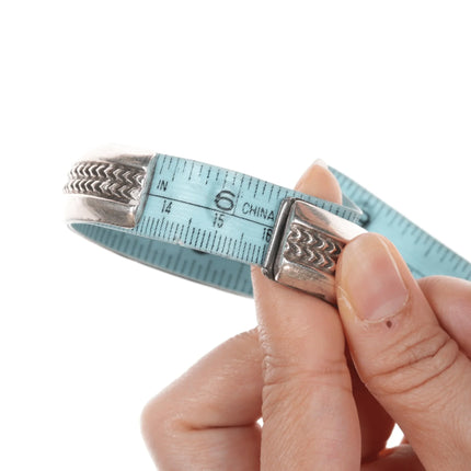 6.25" Alice Leekya Homer Zuni silver turquoise fishscale inlay cuff bracelet - Estate Fresh Austin