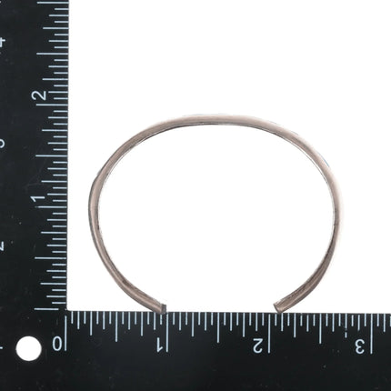 6.25" Alice Leekya Homer Zuni silver turquoise fishscale inlay cuff bracelet - Estate Fresh Austin