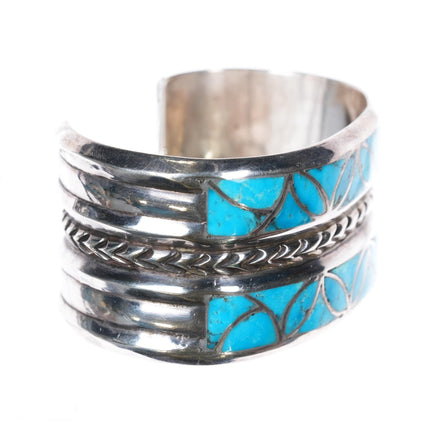 6.25" Alice Leekya Homer Zuni sterling turquoise inlay cuff bracelet - Estate Fresh Austin